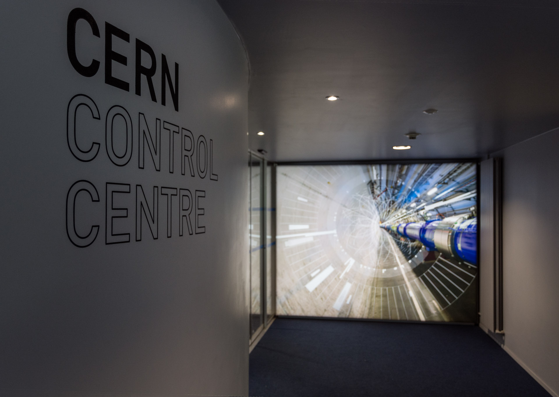 Entrance to the CMS Control Room at CERN's Large Hadron Collider